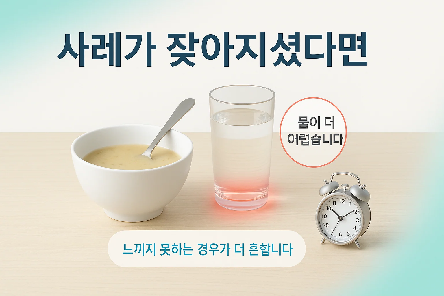 인천 이레한의원에서 파킨슨병 환자의 삼킴 곤란을 설명하는 안내 이미지