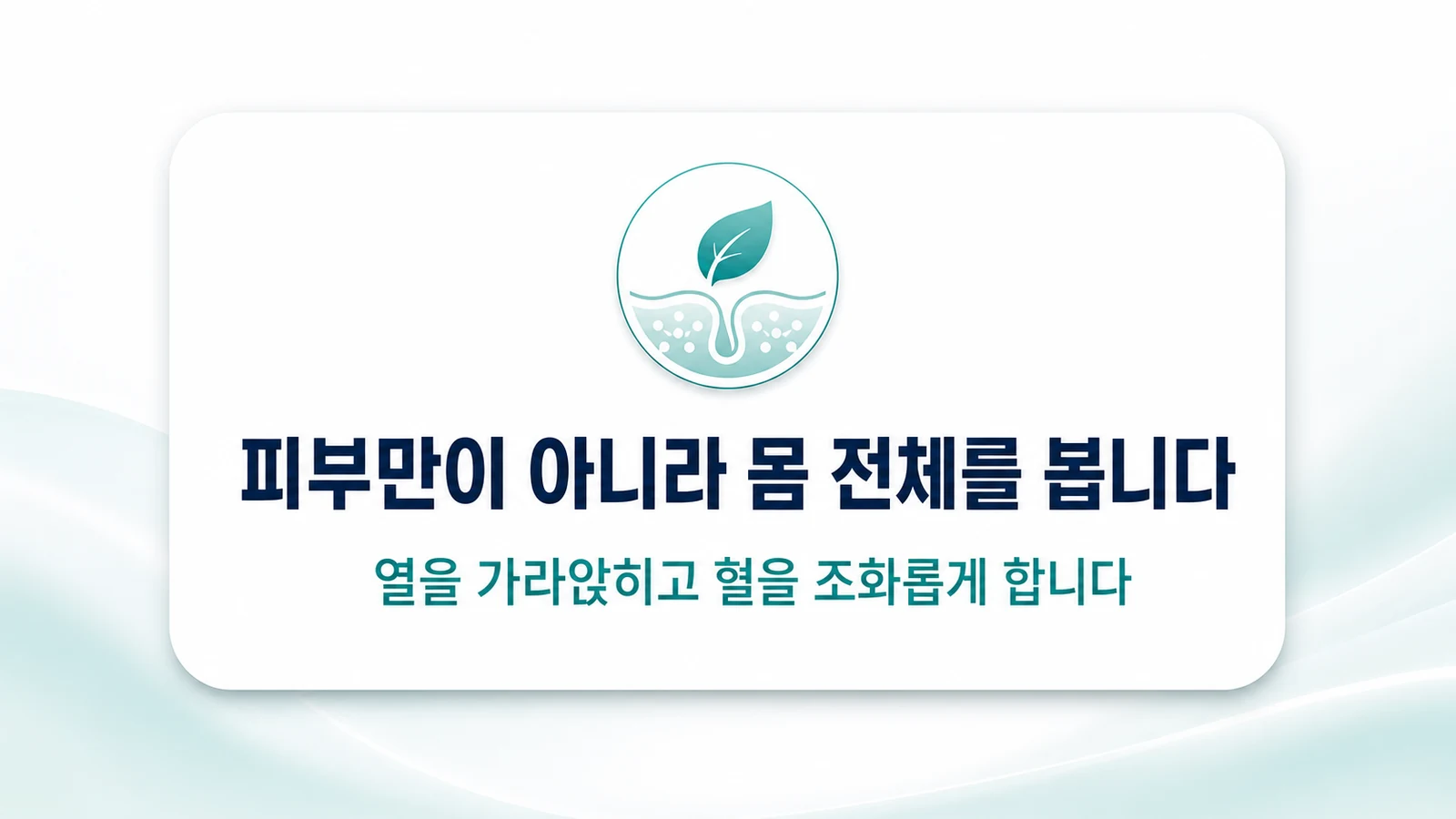 피부만이 아니라 몸 전체를 봅니다